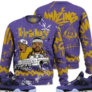 Retro 4 Lakeshow Outfits, Lakeshow 4s Ugly Sweater, Meme Friday Streetwear Unisex Sneaker Matching Shirts