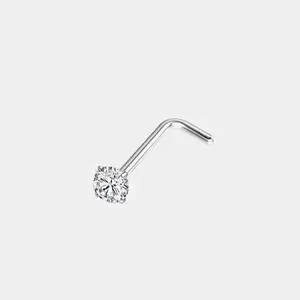 Four-Prong Round CZ Screw Back Nose StudMedical Stainless Steel Secure Thread | Chic Accessory for Daily, Date Night & Festival Outfits!