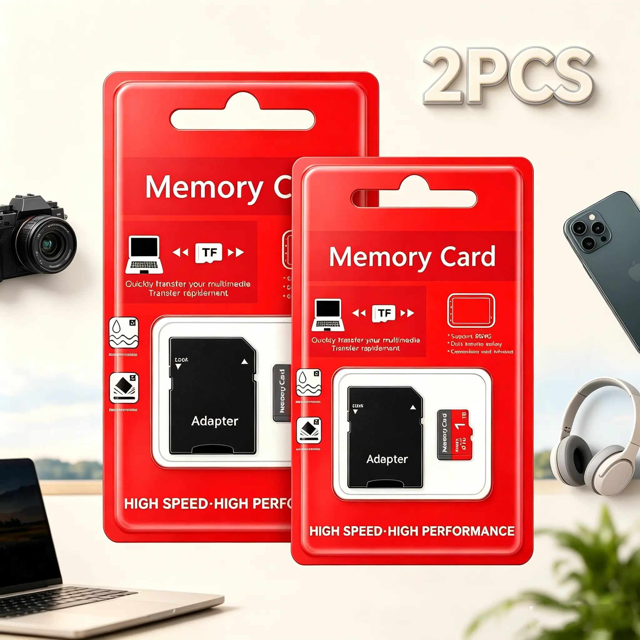 2 Sets 1TB Microsdxc Card, micro tf Sd Cards, sd memory card, micro sd card, sd card with durable design, storage for cameras, smartphones, tablets, PCs, dashcams and surveillance cameras