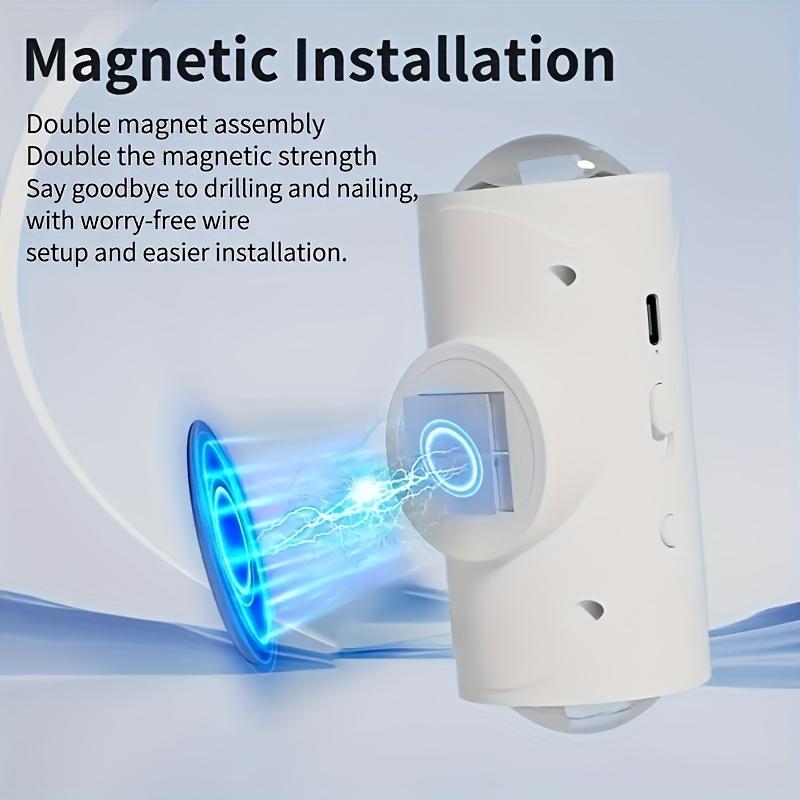 2Pcs Smart LED Night Light, USB Powered, 1500mAh Rechargeable Lithium Battery - 18650 Series, RGB Gradient Lighting, Motion Detection, Magnetic Wall Mount Design, Not Waterproof, Button Control, With USB Port, Suitable for Indoor Use, Entryway, Bedside Ta