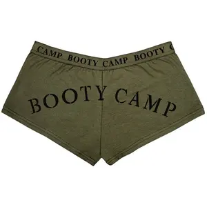 Olive Drab Women’s “Booty Camp” Booty Shorts - Cotton Spandex Lounge Shorts
