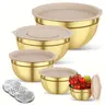 Stainless Steel Mixing Bowl Set, 1 Set Including Bowl & Lid & Grater, Kitchen Bowl Set With Lid for Baking, Cooking, Salad, Household Kitchen Products, Stainless Steel Bowls, Stainless Steel Bowls With Lids