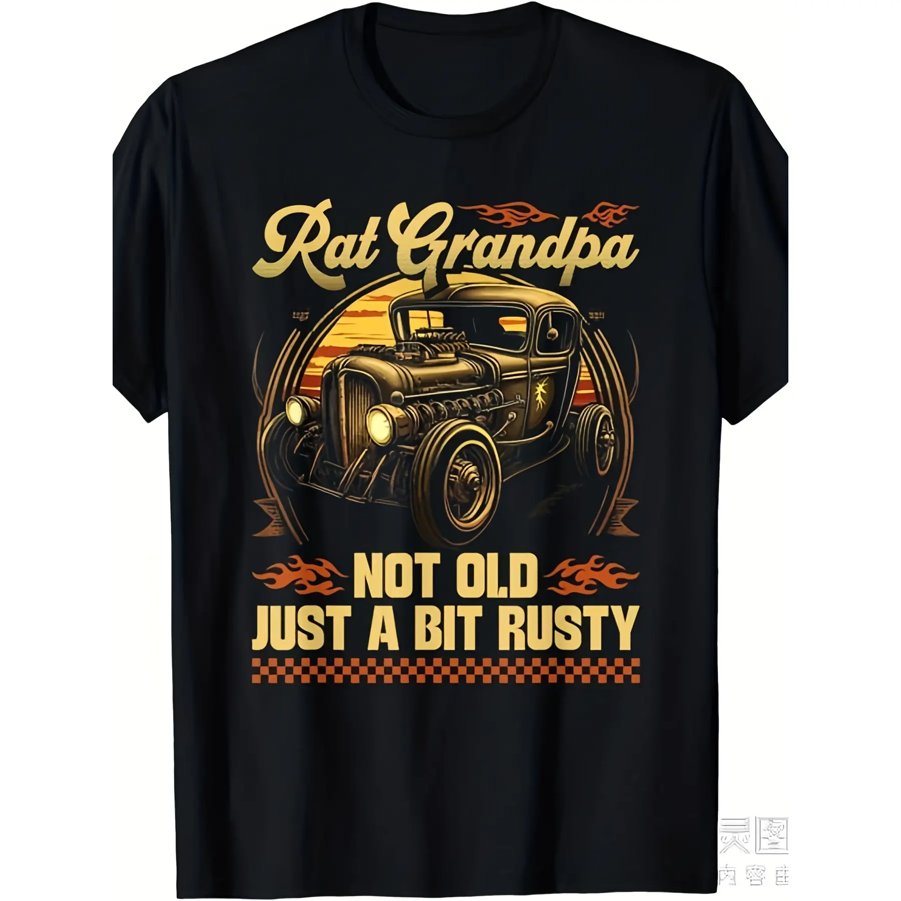 Retro Rat Rod Grandpa T-Shirt, Unisex Design for 2 unisex soft cotton short sleeve t shirt, vintage graphic casual tee for men women teens, perfect birthday holiday gift for camping travel gym daily street  wear