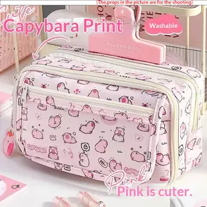 26-Piece Large Capacity Pencil Case Set, Multi-Layer Storage Box with Pens, Plush Doll, Keychain, Stickers, Back-To-School Gift, Pencil Bag