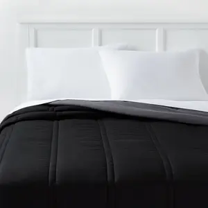 King Lofty Microfiber Comforter Black - Room Essentials: Midweight, Plain Weave, Machine Washable, OEKO-TEX Certified