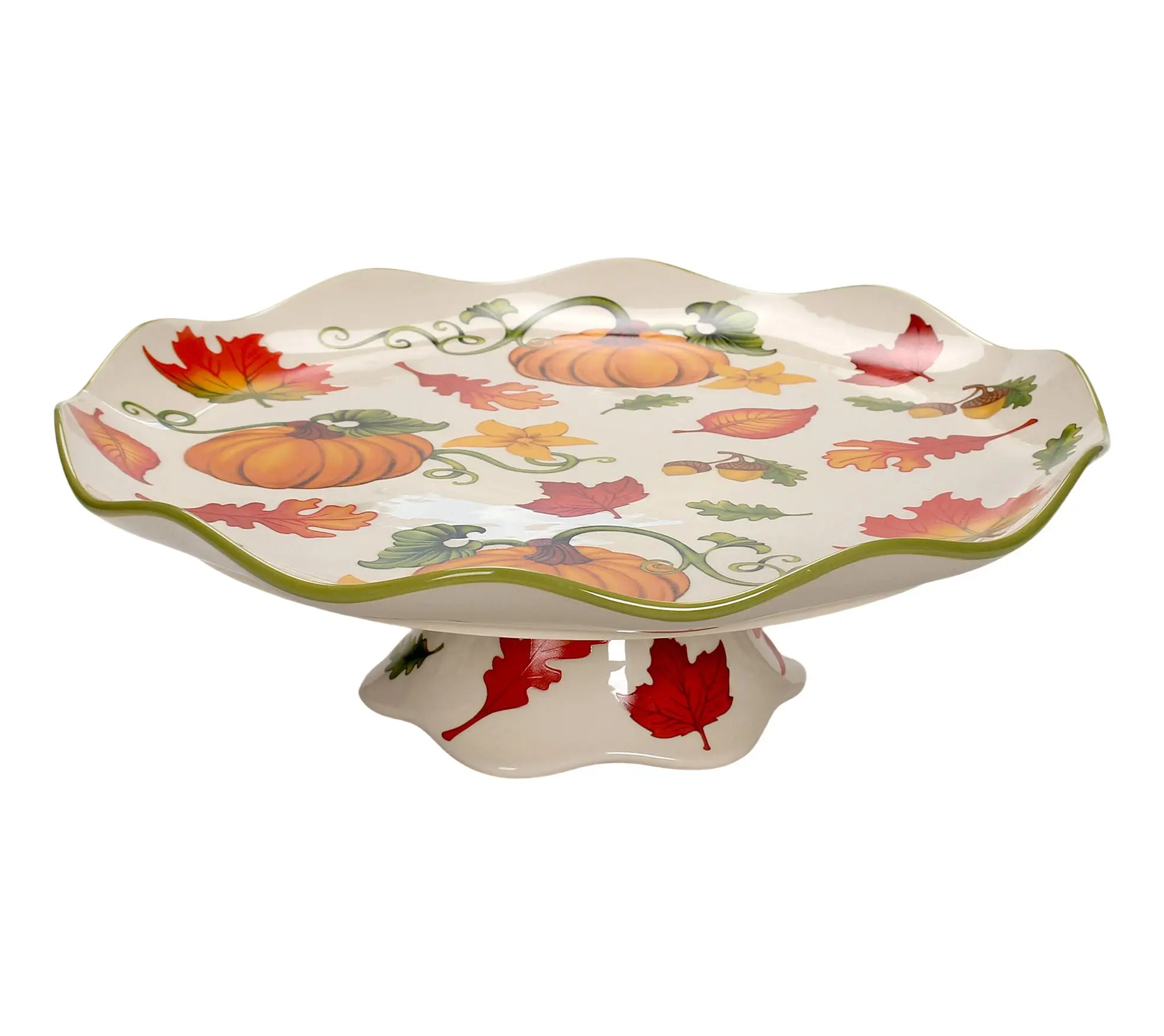 Temp-tations Harvest 13" Stoneware Cake Stand w/ Ruffled Edge Temp-tations Harvest 13" Stoneware Cake Stand w/ Ruffled Edge