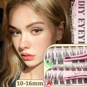Wispy Lash Clusters Kit, 300-Piece D-Curl Individual Cluster Eyelash Extensions, 8–16 Mm, Natural DIY Lash Extension Kit with Tweezers