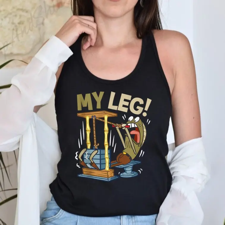 Funny My Leg Legs Day Tank Top, Weight Lifting Bodybuilding SpongeBob Gym Tank Top, Unisex Graphic Tee