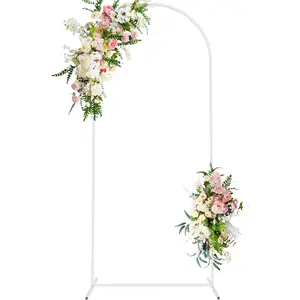 Wedding Arch Backdrop Stand, 6 FT Square White Metal Arch Backdrop Stand for Wedding Ceremony Photo Booth, Outdoor Indoor Birthday Party, Garden Floral Balloon Arch Decoration
