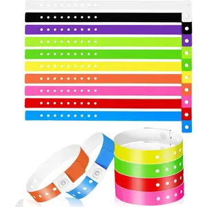 60 count Vinyl Wristband in 10 Colors, Plastic Wristbands for Events, Neon Plastic Event Wristbands, Colored Bracelet Wristband for Events, Concerts, Carnivals, Nightclubs, Bars, Park