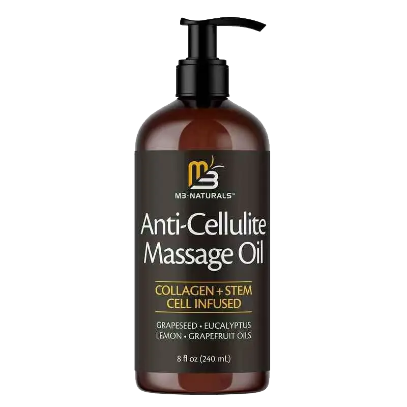 M3 Naturals Anti Cellulite Massage Oil 8oz - Smooth the Appearance of Cellulite - Body Care & Skin Care Massage Oil