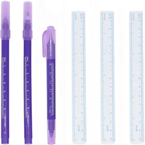 3 Pcs Surgical Skin Marker Pen Professional Sterile Tip Tattoo Stencil Markers (0.5mm,1mm) with Paper Ruler (2 Single Head +1 Double Head)