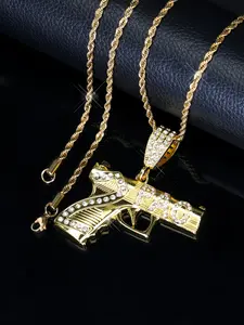 1Pcs Punk Hip Hop Pistol-shaped Pendant Necklace Iced out Bling Necklace Hip Hop Jewelry for Men Women Streetwear Jewelry Punk Style Necklace Daily Wear Accessory Modern Versatile Accessories