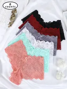 Women's ópcs Bow Decor Scallop Trim LacePanty,Soft Comfy Breathable Knicker for Daily WearLadies Underwear for All Seasons, National DayOffers,Womenswear elegant collection lace and silk High Waisted Seamless Briefs floral design sexy lingerie set bikini