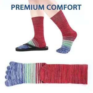 Toe Socks for Women Crew Running Socks Cotton Five Finger Socks Medium with Arch Support(3Pairs:Yellow Red Blue) Activewear casual sock triblock socks color work socks