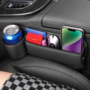 Car Seat Side Storage Box, Car Seat Side Organizer with Cup Holder, Cup Holder Tray, Multifunctional Car Interior Storage Accessories for Car Stowing & Tidying