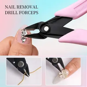 [1pc Rhinestone Nail Art Pliers] 1pc Pro Nail Art Rhinestone Pliers, Stainless Steel Nail Drill Removal Tool, Precision 25° Inclined Blade, Non-Scented, Manicure Accessory for Nail Art Design