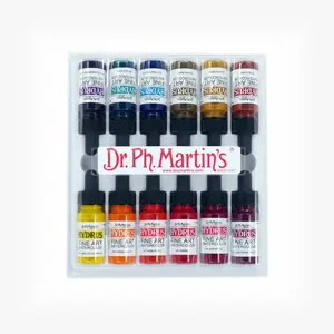 Dr. Ph. Martin's Hydrus Fine Art Watercolor (Set 3) Watercolor Set, ½ US fl oz, 1 Set of 12 Bottles