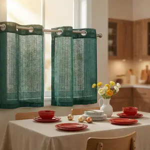 Cozy Curtain 4pcs 26x36 inch Solid Color Window Curtains, Soft Bamboo Gauze Yarn Fabric, Classic Grommet Top Design, Elegant Home Window Drapes for Bedroom Living Room Decoration L12