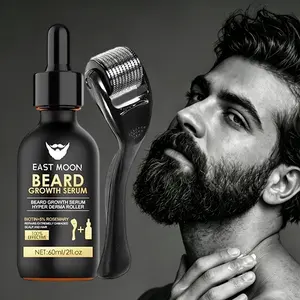 Beard Growth Kit - Serum & Roller Duo for Thicker Facial Hair - Natural Nutrient Oil + 540 Needle Roller - Daily Grooming Essentials for Men,Easy to Use, Perfect Gift for Him