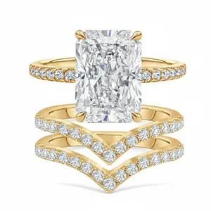wsyjewelry Ice Flower Cut 10*8 Imitation Diamond Ring, Copper Plated with Real Gold, High Carbon Diamond Pair.