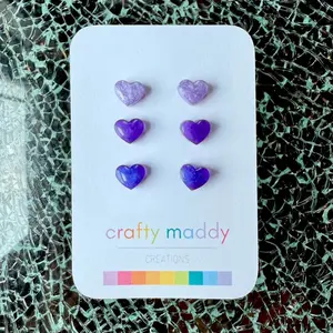 Purple Heart Shaped Stud Earrings