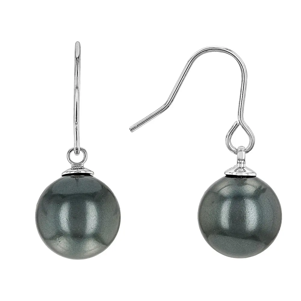 JTV Pearlfection(R) Simulated Pearl Earrings, Tahitian Style, Rhodium Plated