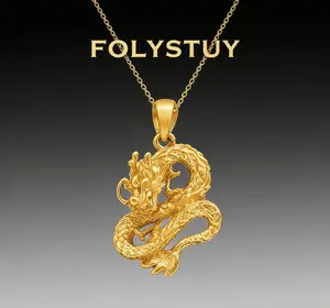 【24mm by 36mm 】【FOLYSTUY(YNK01)】Dragon Pendant Exquisite  3D carving craftsmanship and auspicious blessings for men women