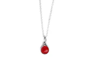 Carnelian Gemstone Pendant Necklace | Sterling Silver or Gold Dainty Simplistic 8mm Gemstone Crystal Healing