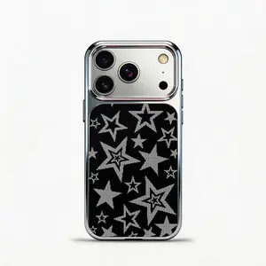 Glass Shockproof Electroplated Silver/Black Black and Grey Stars iPhone 17ProMax Cover Precise Hole Alignment For Lens Frame 15ProMax Anti-yellow | 14ProMax Anti-fall | 13ProMax Ultra-thin Design 16ProMax AirPhoneCase