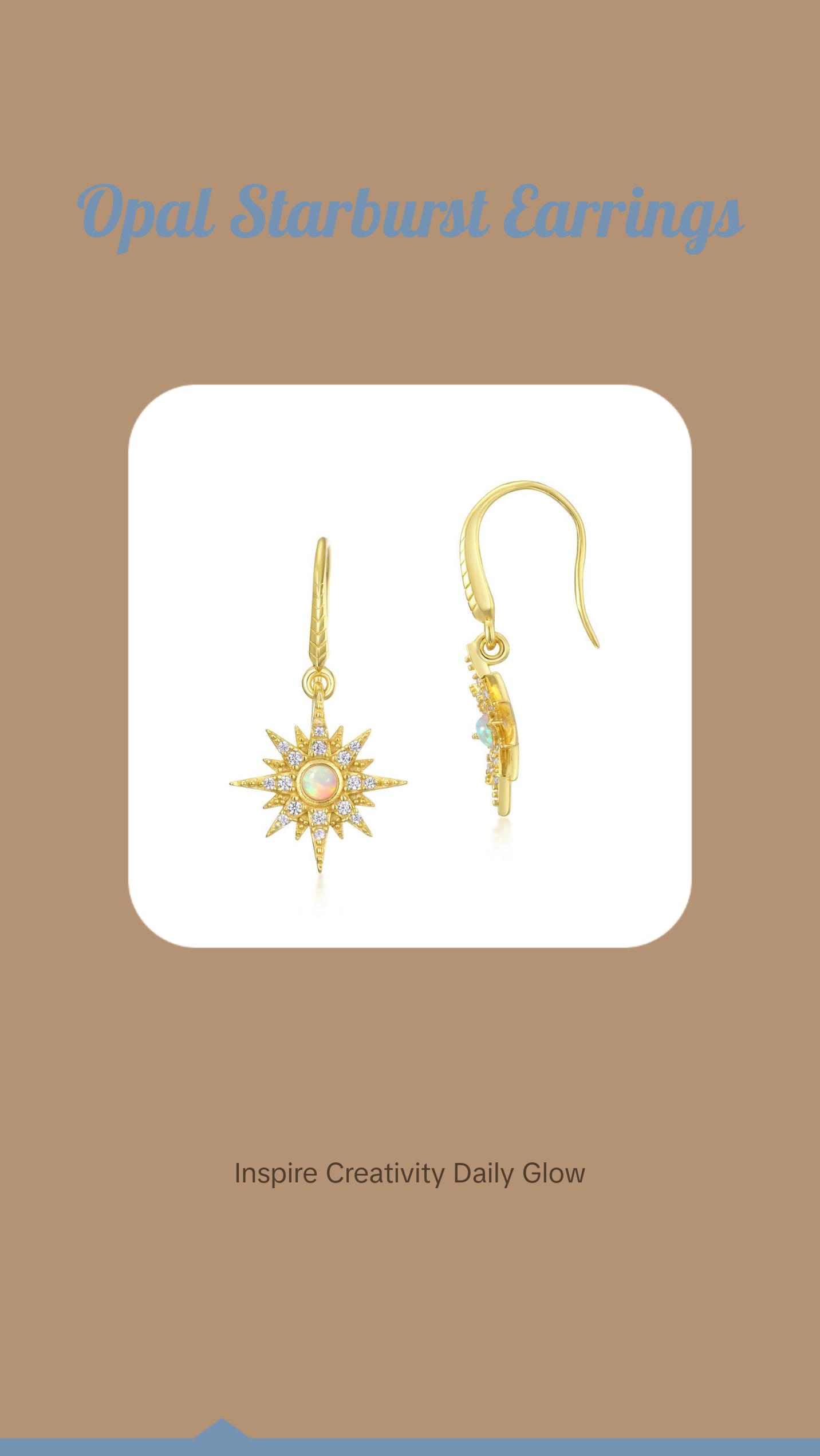Opal Starburst Hook Earrings
