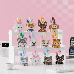 [BRAINY BLOCKS]Balloon Pet Mini Brick Set – Cute Cat and Dog Micro Building Blocks with Colorful Balloon Accessories, DIY Animal Figures for Gifting, Collecting, or Desk Display