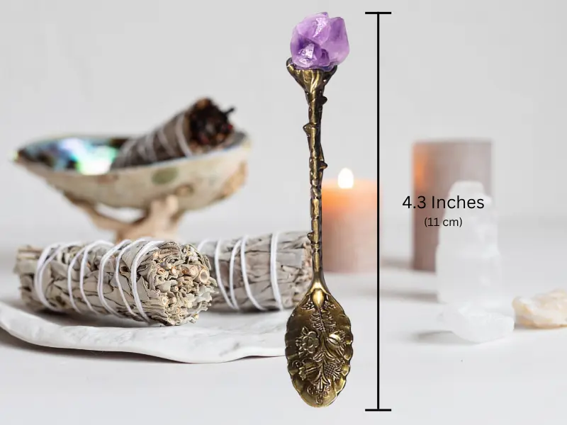 Tiny Witch Spoon - Gemstone Quartz Mixed Crystal Halloween Witch Stirring Spoon Tea Coffee - Vintage Looking Tiny Tea Spoons Cutlery Tableware