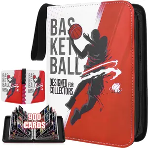 Basketball Card Binder 900 Pockets – PU Leather Trading Card Album with 50 Removable Sleeves, Waterproof Sports Card Holder for Baseball, Football, Basketball Cards, Gift for Collectors Boys and Girls