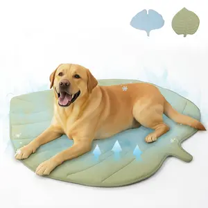 Dog Cooling Mat - Large Leaf Shaped, Washable, Non-Slip, Summer Pad for Dogs and Cats, Durable Cotton, Lightweight