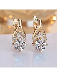 Trending Hot Sale Premium Champagne Gold Fishtail Inlaid Square Moissanite Diamond Ear Buckles Exquisite Luxury Advanced Sense Elegant Earrings Fine Jewelry For Women Daily Party Dating Gift