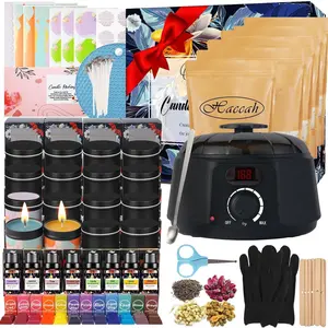 Complete Candle Making Kit with Wax Melter, Candle Making Supplies, Candle Making Kit for Adults,Beginners,Including Electric Stove,Wicks,Beeswax Wax,Rich Scents,Candle Tins,Dyes,Wick Clip