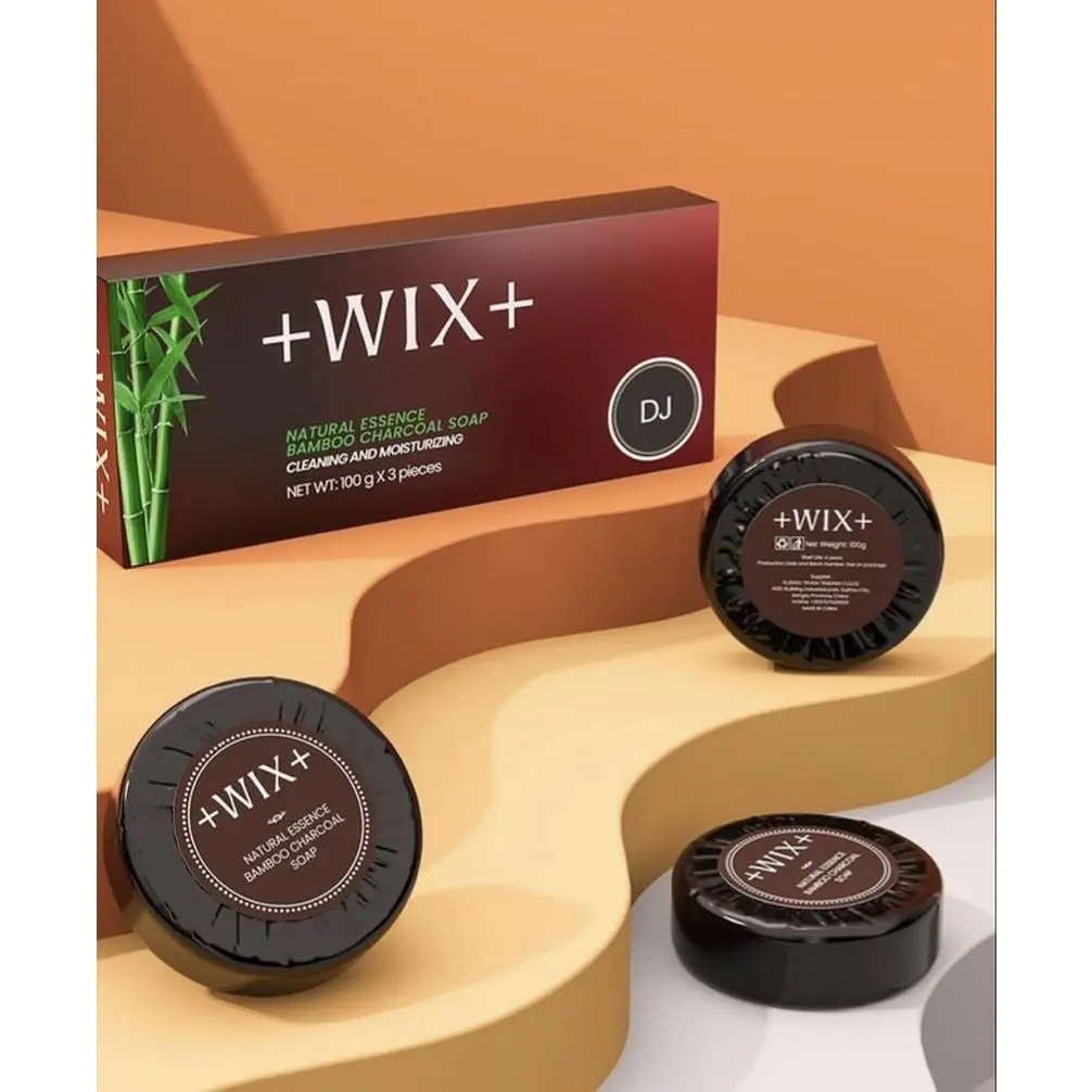 Wix Bamboo Charcoal Soap - Natural Essence for Cleaning and Moisturizing - 100g x 3 Pieces - DJ Series