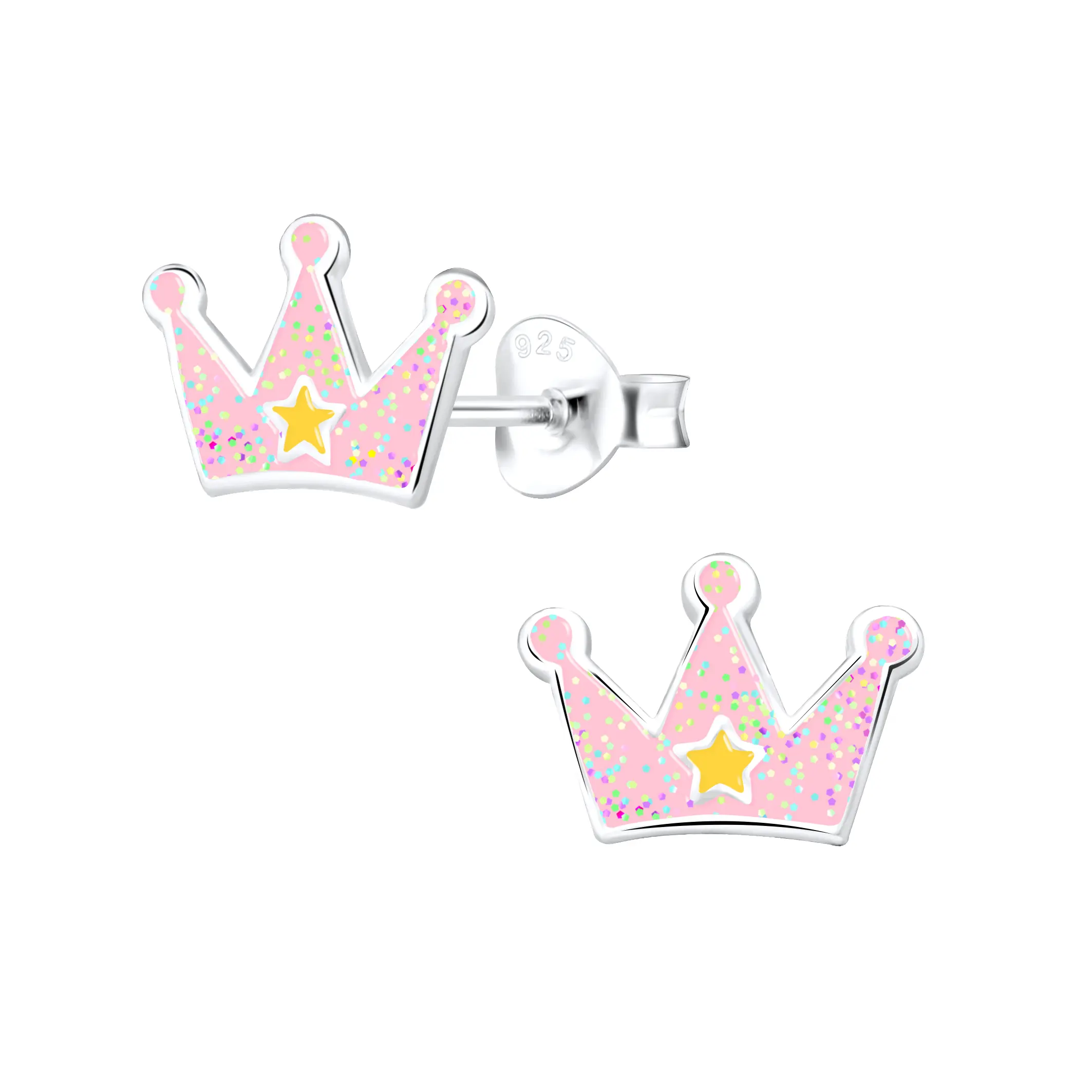 Beautiful Pink Crown Earrings for Little Girls