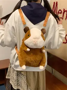 Creative Cartoon Dutch Pig Doll Bag, Trendy Cute Hamster Plush Backpack, Lightweight Portable Shoulder Bag for Daily Use, Shopping, Outdoor Sports