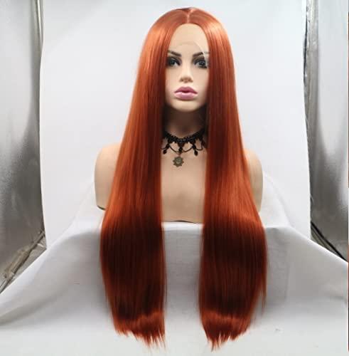 Grey Wig Synthetic Ash Grey Lace Front Wig Long Straight Hair Middle Part Natural Hairline Wig Heat Resistant Fiber Wig 180% Density 13x3 Lace Wig For n 24 inch