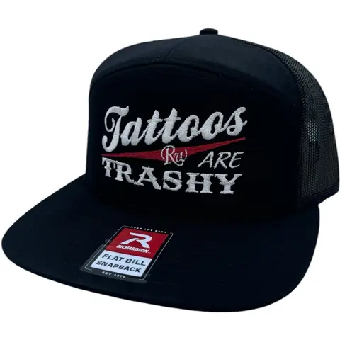 RW Tattoos Are Trashy Embroidered Hat - YP 6006 Meshback Snapback Graphic Trucker Hat