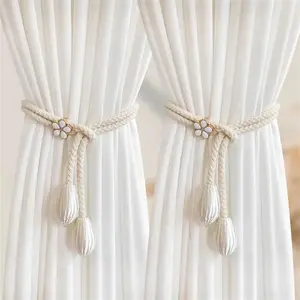 Solid Color Curtain Tieback, 2 Counts Modern Flower Design Curtain Holdback, Window Curtain Accessories for Home Living Room Bedroom Decor, Window Decorations Supplies