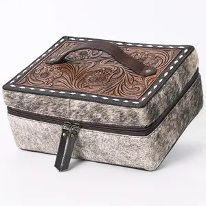 American Darling Jewelry Case Hair-On Genuine Leather Women Bag Western Handbag Purse | Organizer for Travel