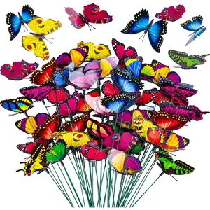 50 count Butterfly Garden Decorations, 11.8 inch Butterfly Stakes Ornaments Artificial  Butterflies for Flower Bouquet Outdoor Indoor Yard Art Patio  Pot Flower Bed Home Decor