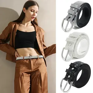 Y2K Rhinestone Belt for Wome Fashion Bling Crystal Vintage Belts Shiny Soft for Party Jeans Dresses