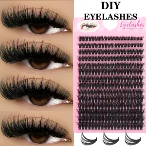 14 rows D-Curl Fluffy Individual Cluster False Lashes, Eyelash Clusters, Reusable & Easy-To-Apply, Beginner-Friendly Lash Set, Perfect For Daily & Glam Makeup Looks, Valentine's Day Gift, Travel Essential Easy To Carry