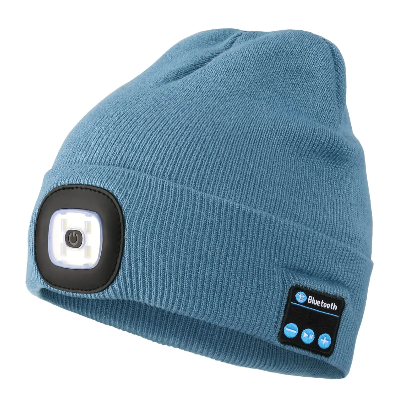 Bluetooth Beanie With A Light, Unisex USB Rechargeable 4 LED Fashlight Hat With Cordless Headphones, Unique Christmas Birthday Gifts For Men Him Husband Teen Black Fashion