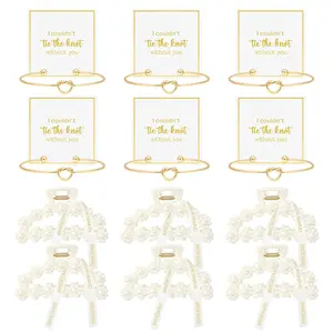 12 count Bridesmaid Proposal Gifts,  Hair Claw Clips & Bridesmaid Knot Bracelet Bachelorette Party Wedding Favors Bridal Party Present Hair Accessories for Women( Bracelets)