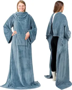 Wearable Blanket with Sleeves for Adult Women Men, Cozy Fleece Warm Wrap Throw with Arms, Gifts for Christmas, Wife